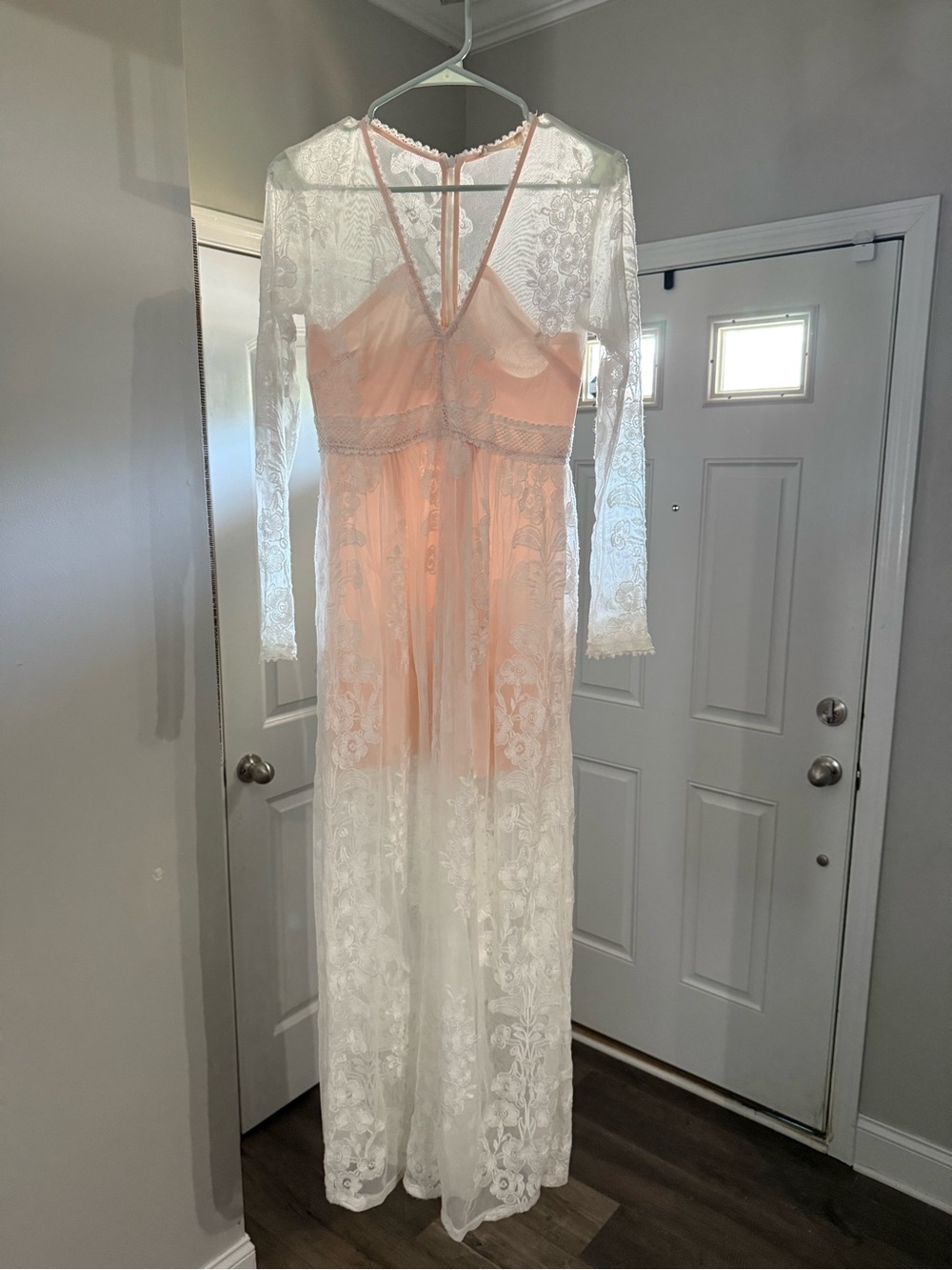 Sheer Lace Maxi Dress with Peach Slip alter’d state